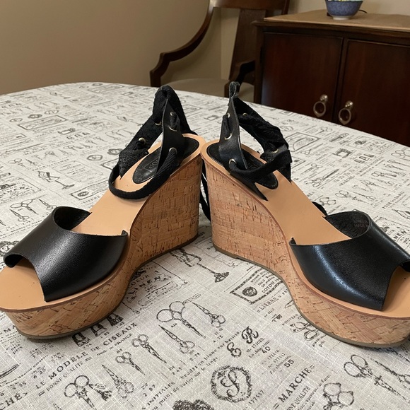 Summer tie up black wedge heels - Picture 4 of 4